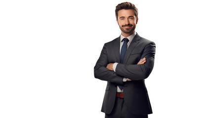 Happy businessman isolated - handsome man standing Isolated On PNG Transparent And White Background