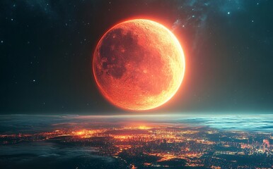Wall Mural - a 3d illustration of the moon and the earth. a realistic representation of the moon and the earth in