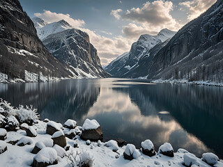 Canvas Print - Winter Fjord