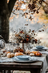 Canvas Print - Rustic Fall Table Setting