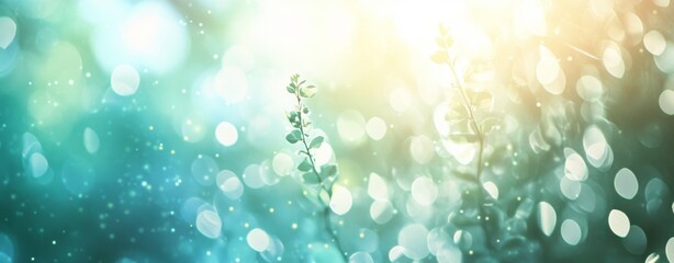 Abstract spring background - green blurred bokeh lights