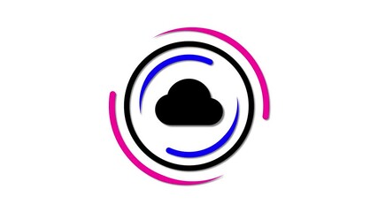 Poster - Cloud download icon with circle moving. Animation of download to cloud .