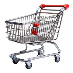 Empty shopping cart in store, supermarket, Shopping basket, isolated, white background