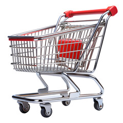 Wall Mural - Empty shopping cart in store, supermarket, Shopping basket, isolated, white background