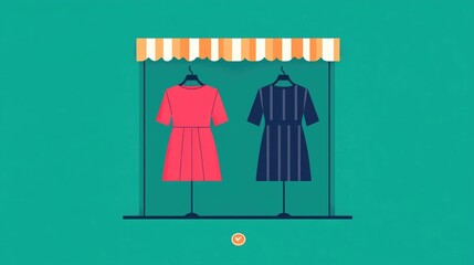 Poster - Stylish flat design showcasing a modern and minimalist fashion retail display for a trending online shopping marketplace or e commerce platform