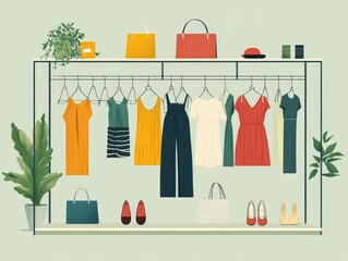 Poster - Stunning Flat Design Showcasing the Latest Trends and Styles in the Fashion Retail Industry  Sleek Minimalist and Visually Appealing Layout for Commercial and Marketing Purposes