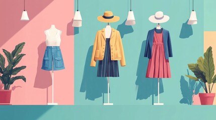 Poster - Trend Aligned Fashion Retail Merchandising with Flat Design   Modern Minimalist Approach to Showcasing Apparel Products and Clothing Displays in a Digital Graphic Layout