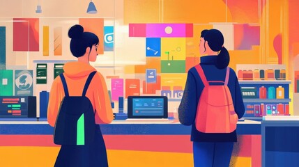 Poster - Innovative AI Powered Retail Trend Forecasting and Predictive Analytics Visualized in Flat Design for Business Strategy and Decision Making