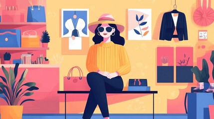 Poster - AI Powered Retail Trend Predictions Visualized in a Minimalist Flat Design Showcasing the Future of Data Driven Retail Analytics and Intelligent Forecasting