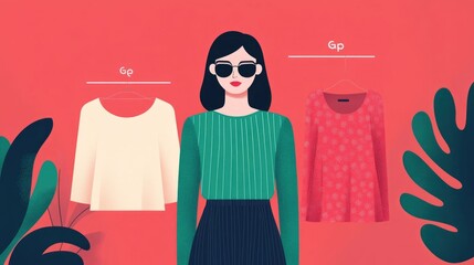 Poster - Seamless and Intuitive Online Fashion Retail Experience Showcased through a Flat Design Concept  Showcasing a Modern and Minimalist Digital Shopping Interface for Ecommerce Platforms and Websites