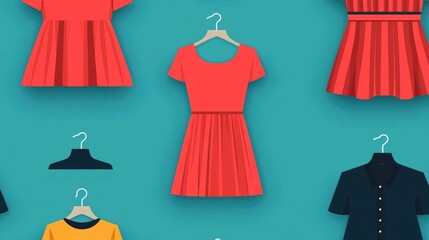 Poster - Flat design showcasing a seamless and modern online shopping experience for a fashion retail business  The image depicts a clean