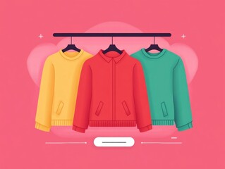 Poster - Flat design showcasing various clothing categories and sections on an apparel retail website for an optimal online shopping experience