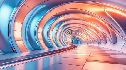 Poster - An abstract futuristic architecture with a concrete floor rendered in 3D.
