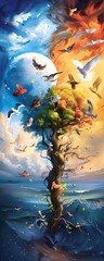 Poster - Tree of Life with Birds.