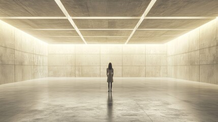 Poster - A 3D rendering of abstract futuristic architecture with an empty concrete floor, showing the scene as it would appear in a car presentation.