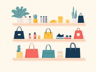 Poster - Trendy fashion retail product showcased in a modern flat design Ideal for e commerce websites online marketplaces brand marketing and visual merchandising concepts