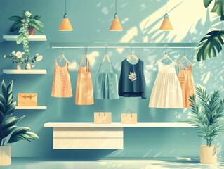 Poster - Fashionable Retail Flat Design Highlighting Micro Trends and Sophisticated Merchandising Concepts for Modern Apparel and Accessories Brands