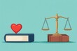 © ItziesDesign - Justice balance with heart and legal book, morality and law, flat design illustration