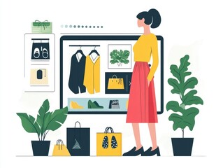 Poster - Integrated Digital Fashion Retail Elevating the Cross Platform Shopping Experience Through Flat Design A visually captivating and user friendly digital interface that seamlessly integrates fashion