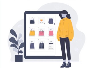 Poster - Innovative flat design showcasing the of fashion retail services across multiple digital platforms providing a seamless shopping experience for consumers