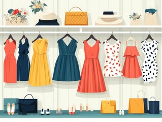 Poster - Seasonal Sale Fashion Retail Banners and Displays with Flat Design Concept  Promotional marketing material for online and offline shopping e commerce stores and fashion brands