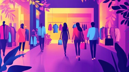Poster - Personalized Fashion Retail Experiences with Minimalist Flat Design Showcasing modern elegant and technology driven shopping concept for clothing and accessories brands