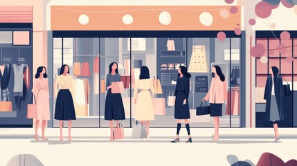 Poster - Personalized Fashion Retail Experiences Showcased through Elegant Flat Design Concept for E commerce Platforms and Digital Shopping Solutions