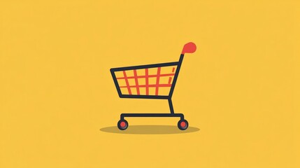 Poster - Flat design depicting an online shopping cart with the process of finalizing a purchase through digital payment methods representing the e commerce shopping experience and digital transactions