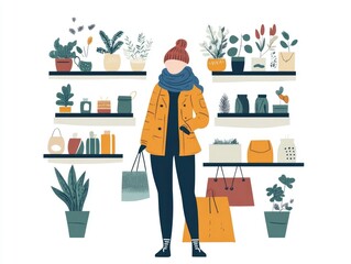 Poster - Seasonal Trends Customer Browsing and Shopping Experience in Modern Flat Design for E commerce Retail and Commercial Purposes