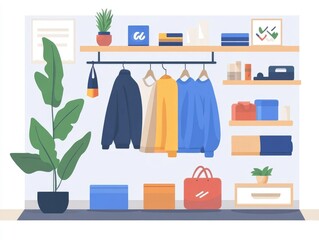 Poster - Optimized Merchandising Strategy for Impactful Product Placement and Flat Design This image showcases a well planned marketing and retail approach to enhance product visibility customer engagement