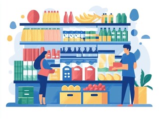 Poster - Optimized merchandising strategy with flat design of product placement and optimization for retail branding packaging and e commerce sales