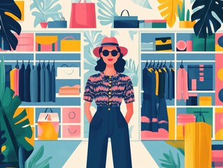 Poster - Engaging In Store Fashion Merchandising Narratives with Contemporary Flat Design for Apparel Product Presentation Branding and Customer Experience