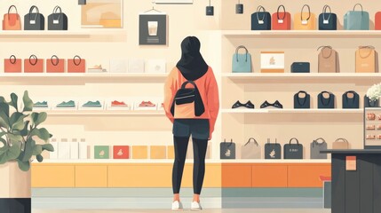 Poster - Retail Marketing Strategies with Loyalty Programs Tied to Exclusive Merchandise Offerings Illustrated in a Flat Design Style