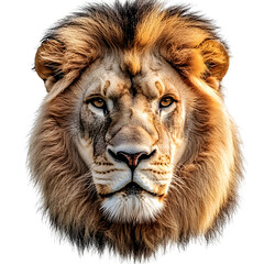 Wall Mural - front view of lion head isolated on transparent background ,lion face png ,