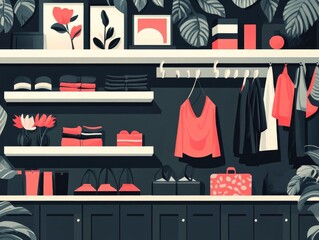 Poster - Fashionable digital merchandising displays featuring flat design for modern retail and commercial product presentations