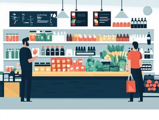Poster - Effective Retail Merchandising Strategies for Driving Sales and Boosting Business Performance A Flat Design Showcasing the Power of Visual Cues and Promotional Tactics to Engage Customers and