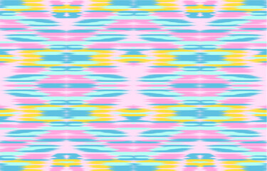 Canvas Print - Design Textile ikat wave abstract geometric ikat, design ikat vector for background, wallpaper, carpet, wrapping, fabric, textile fashion wearing.