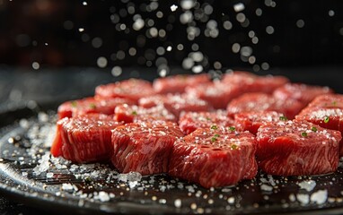 Wall Mural - Raw cuts of pork meat on a wooden chopping board7
