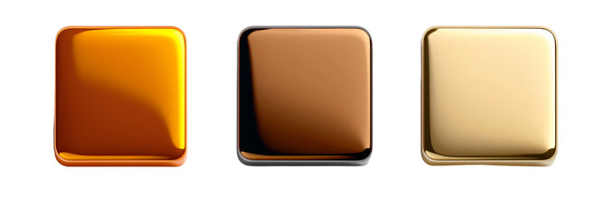 Rectangle fluid gold button isolated on transparent background