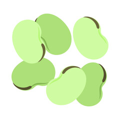 ソラ豆。フラットなベクターイラスト。
Broad beans (fava beans). Flat vector illustration.