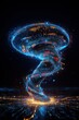 © CHA - A tornado made of digital code representing a cyber attack or data breach. Typhoon