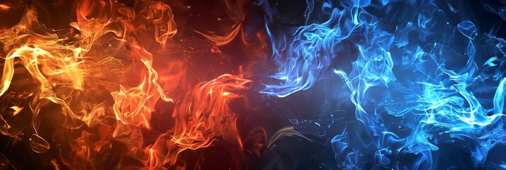 Poster - A breathtaking representation of fire and ice seamlessly blending together in vibrant colors and dynamic motion