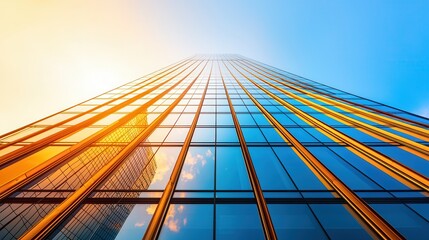 Poster - Modern Skyscraper with Golden Facade.