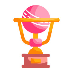 Poster - A flat design sticker of cricket trophy cup

