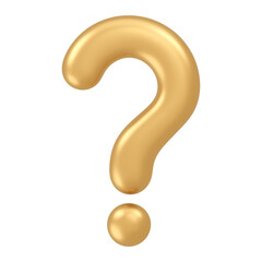 Question mark icon  png sticker, 3D gold design, transparent background