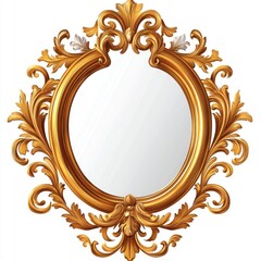 Ornate Gold Mirror Frame with Floral Design