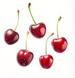 © Uncle-Ice - Luscious red cherries on white, juicy in macro close-up