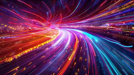 Futuristic technology abstract lines and grid in virtual space from The concept of digital technology and the Internet. AI generated illustration