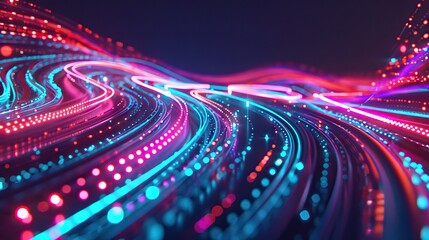 Futuristic technology abstract lines and grid in virtual space from The concept of digital technology and the Internet. AI generated illustration