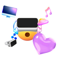 Poster - 3D emoticon png VR experience sticker, transparent background